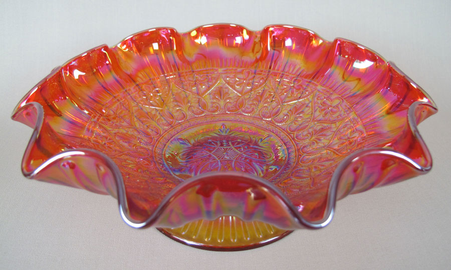 Red Fenton Glass Bowl -- Pattern?